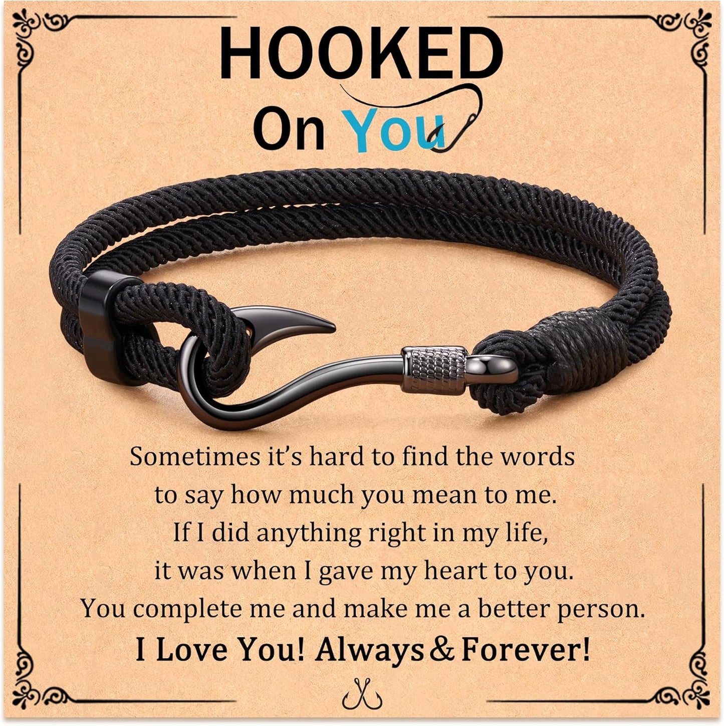 KOXMOON Fish Hook Bracelet: Perfect Men's Gift!