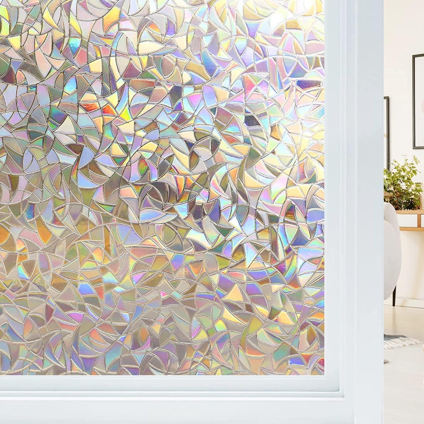 Haton Window Privacy Film: Decorative Rainbow Clings