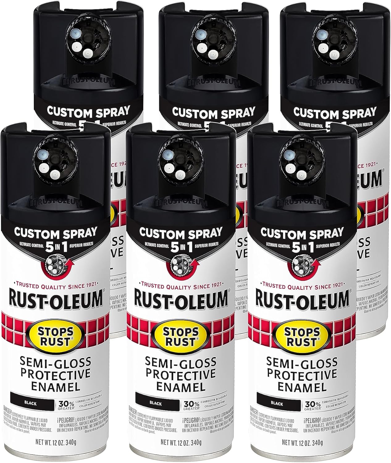 Rust-Oleum Stops Rust Custom Spray Paint 5-in-1 12 oz Black