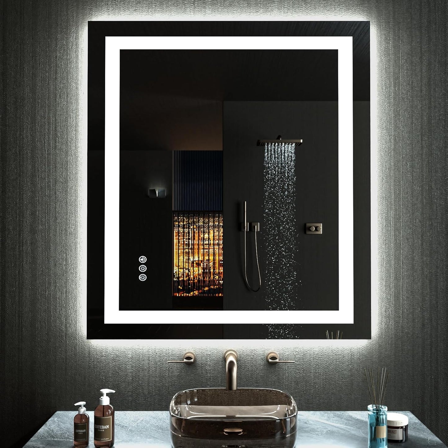 LOAAO 24x36 LED Bathroom Mirror with Lights and Anti-Fog Feature