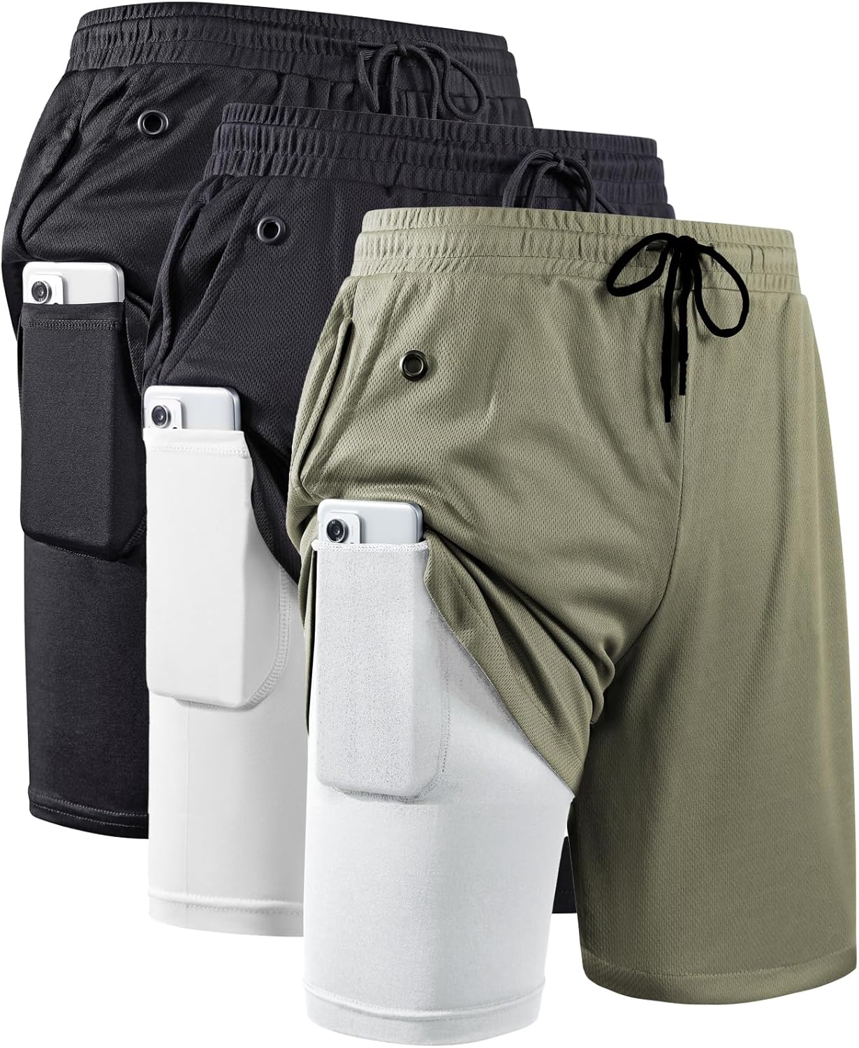 JWJ Men's 2 in 1 Workout Running Shorts for Ultimate Comfort