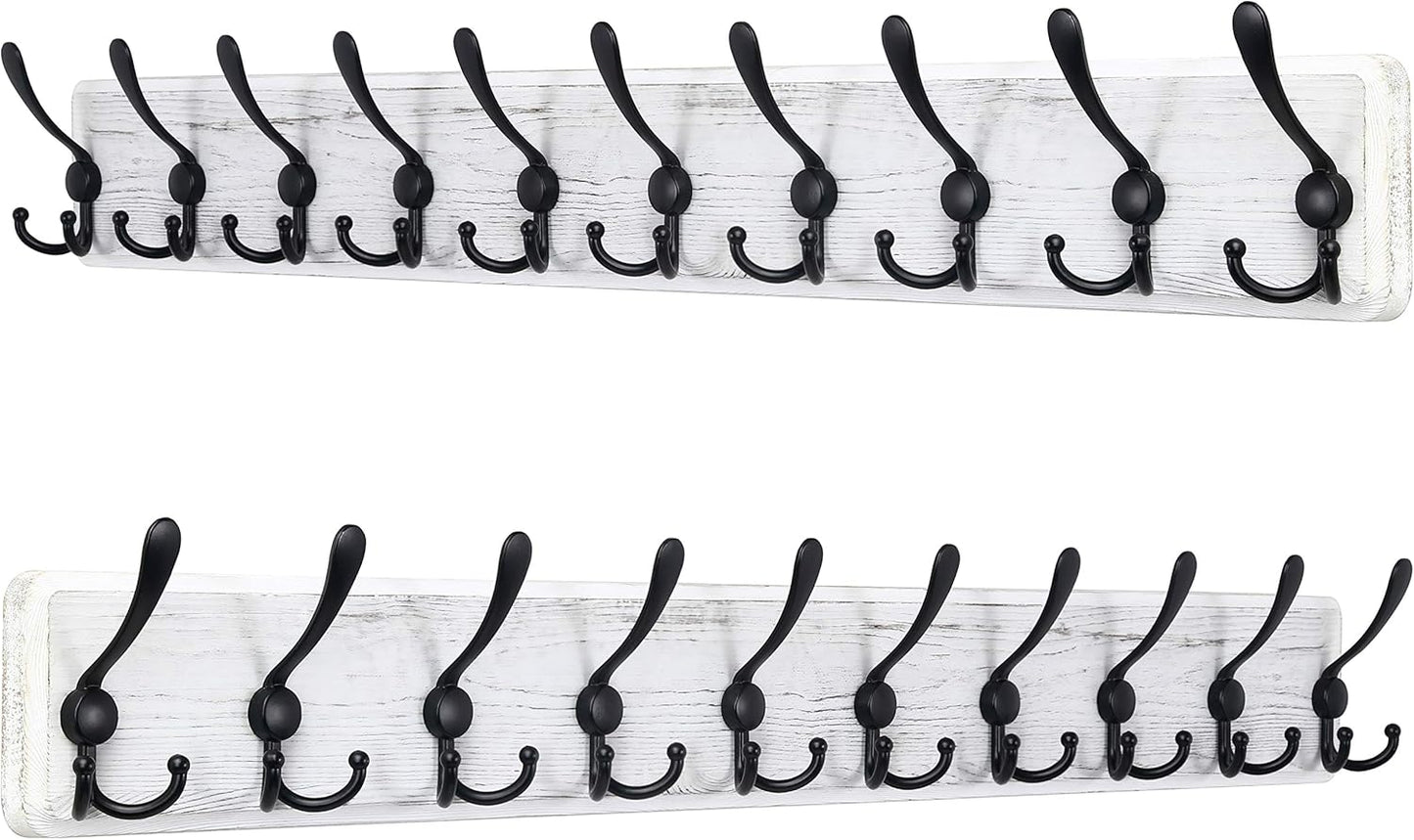 Rustic Large Wall Mounted Coat Rack with 10 Hooks for Home