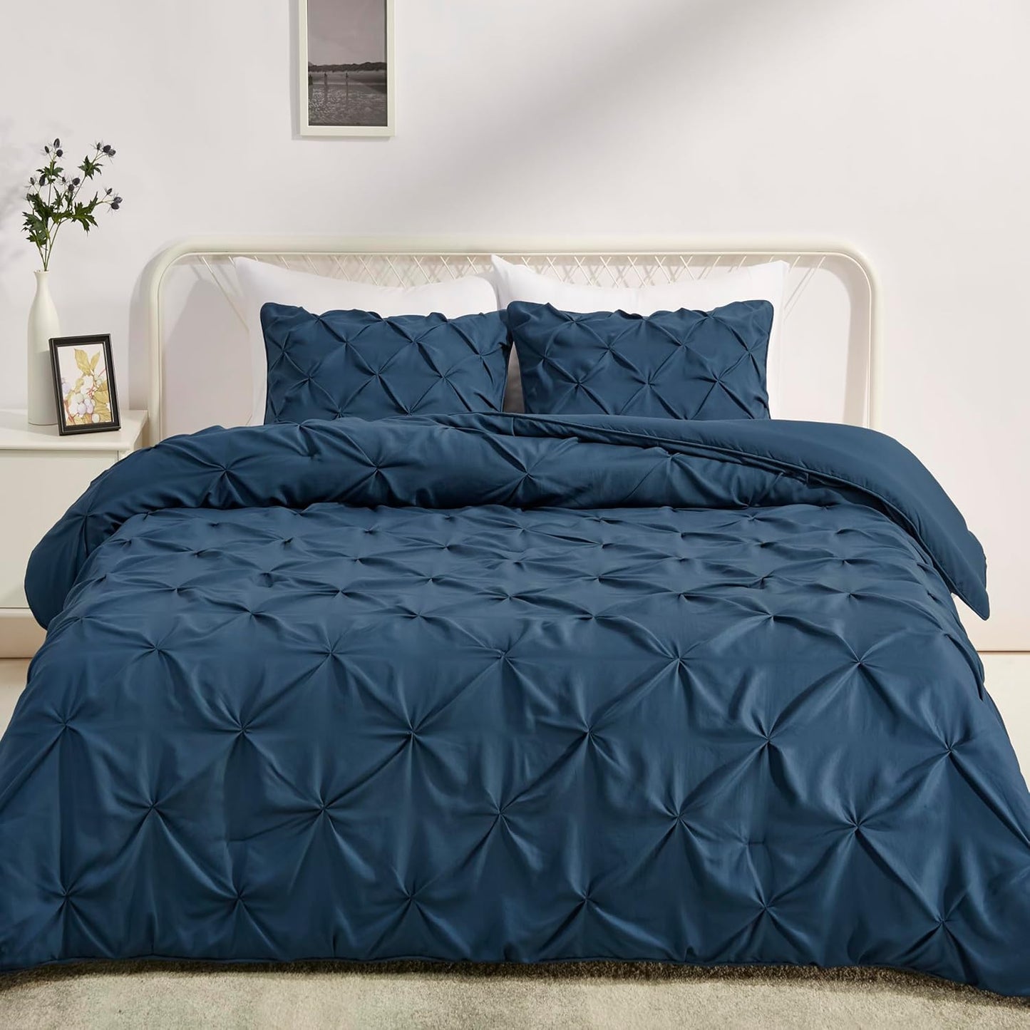 King Size Comforter Set with Elegant Pinch Pleat Design