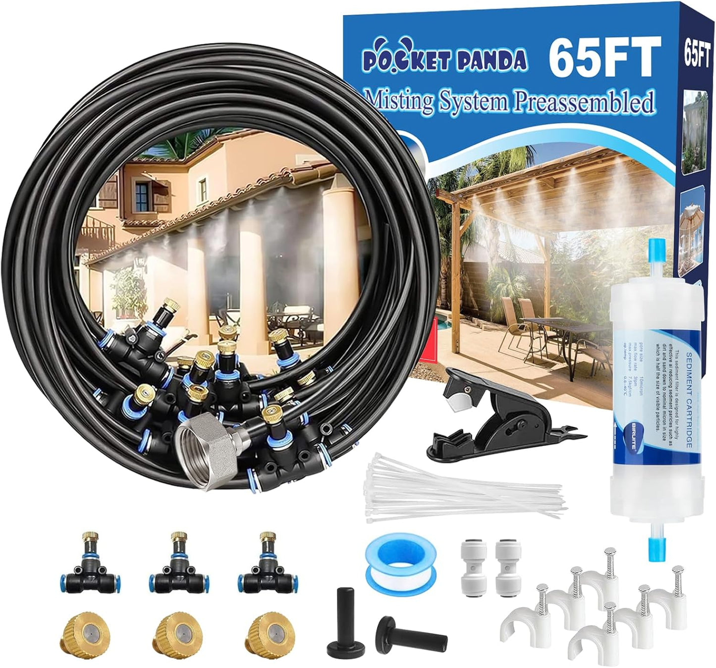 Pre-Assembled Misting System for Outdoor Patio Cooling Relief