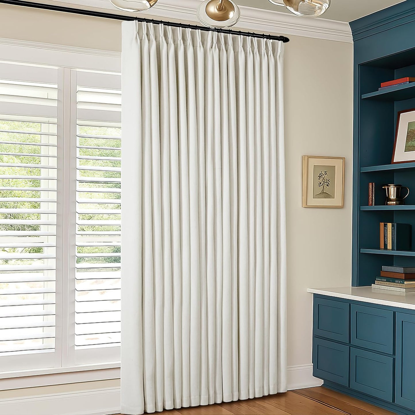 Natural Blackout Linen Curtains for Sliding Door 96 Inch Length