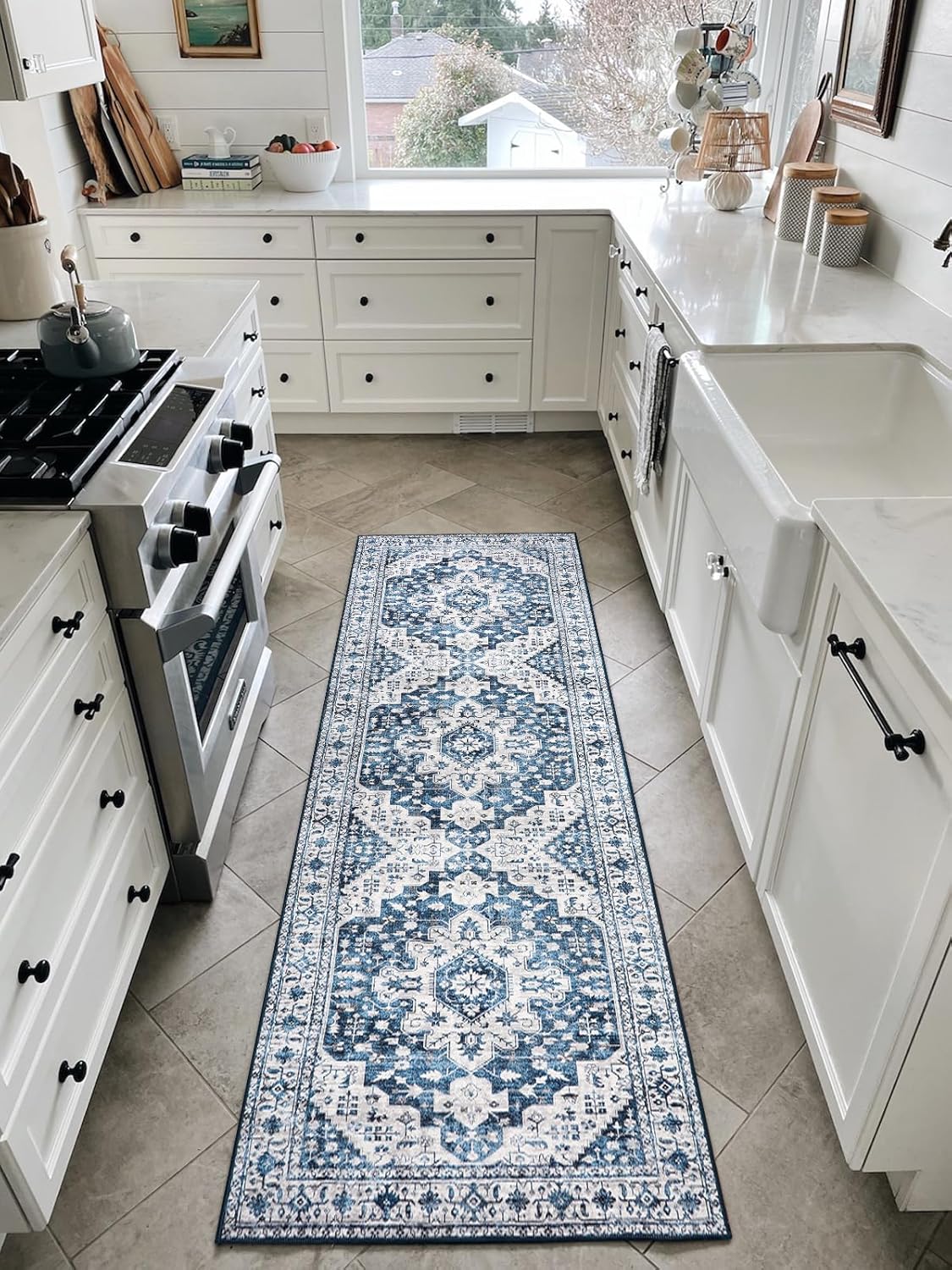 Moynesa Ultra-Thin Washable Runner Rug for Kitchen and Bathroom