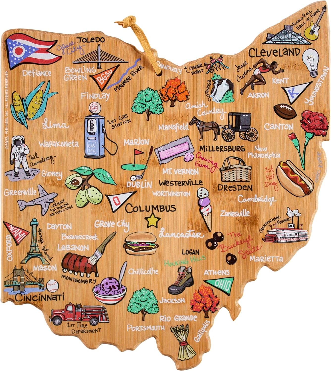 Ohio State Shaped Cutting Board and Charcuterie Platter Gift