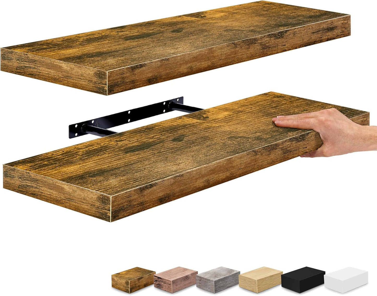 Sorbus 24 Inch Floating Shelves for Wall - Rustic Brown Decor