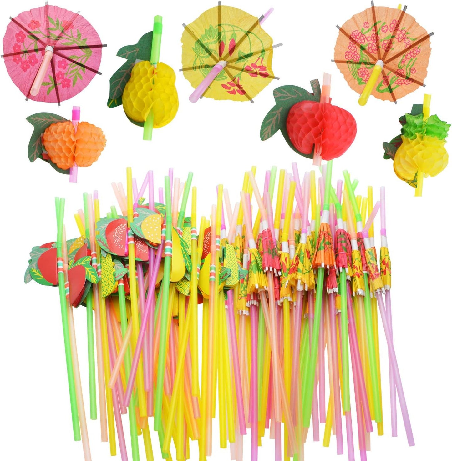 100pcs Bendable Fruit Cocktail Straws by BronaGrand