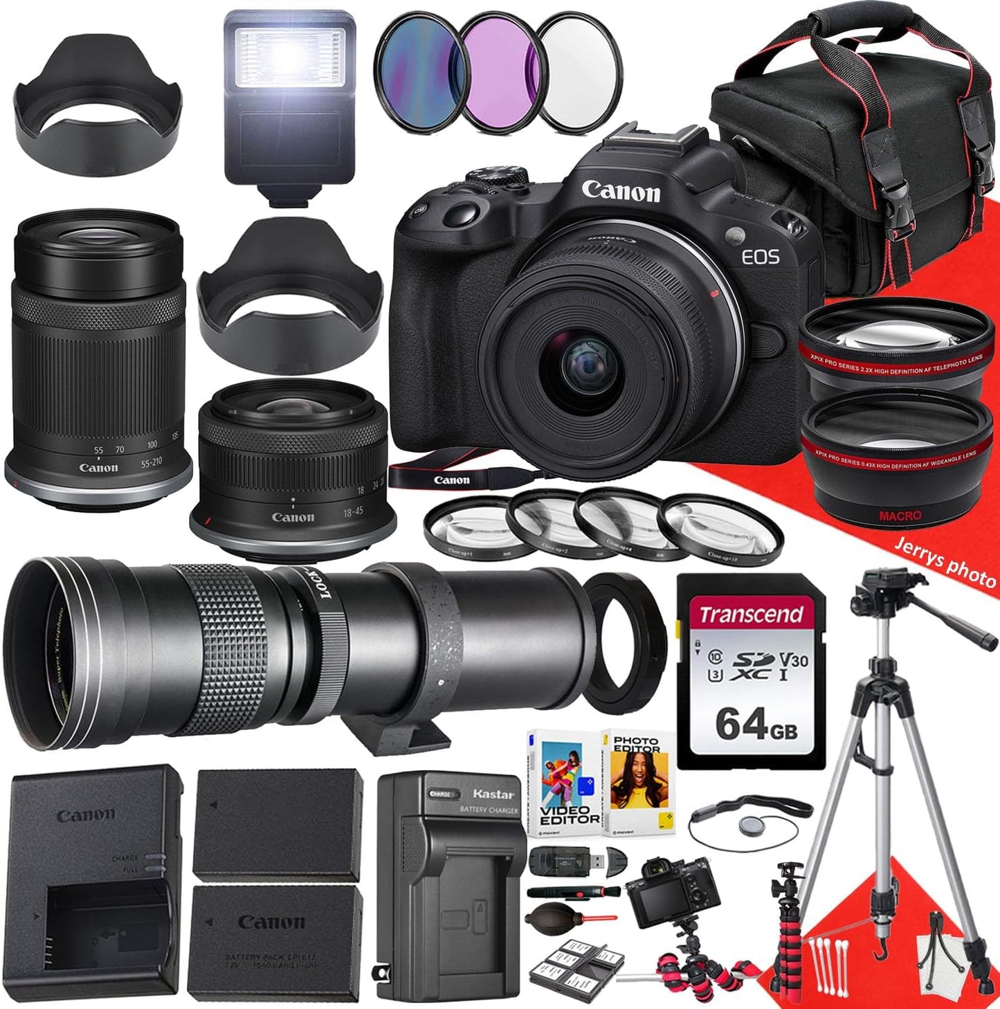Canon EOS R50 Mirrorless Camera Bundle with Lenses and More