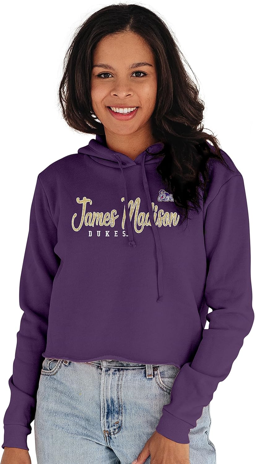 James Madison Dukes Women's Vintage Crop Hoodie for Fans