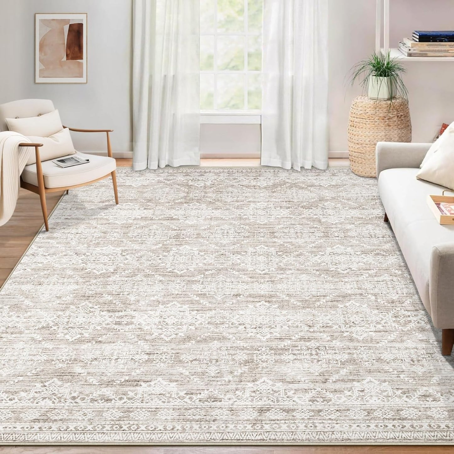 Large Washable Boho Moroccan Area Rug 6x9 for Modern Homes