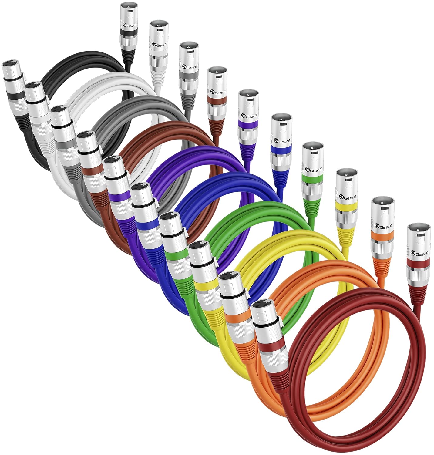 10-Pack Colorful XLR Mic Cables - Studio Quality