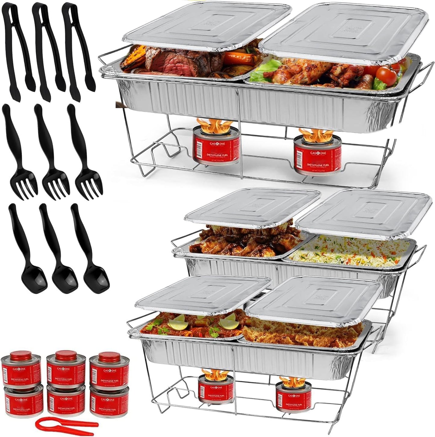 Large Full Size 33-Pcs Disposable Chafing Buffet Set for Events