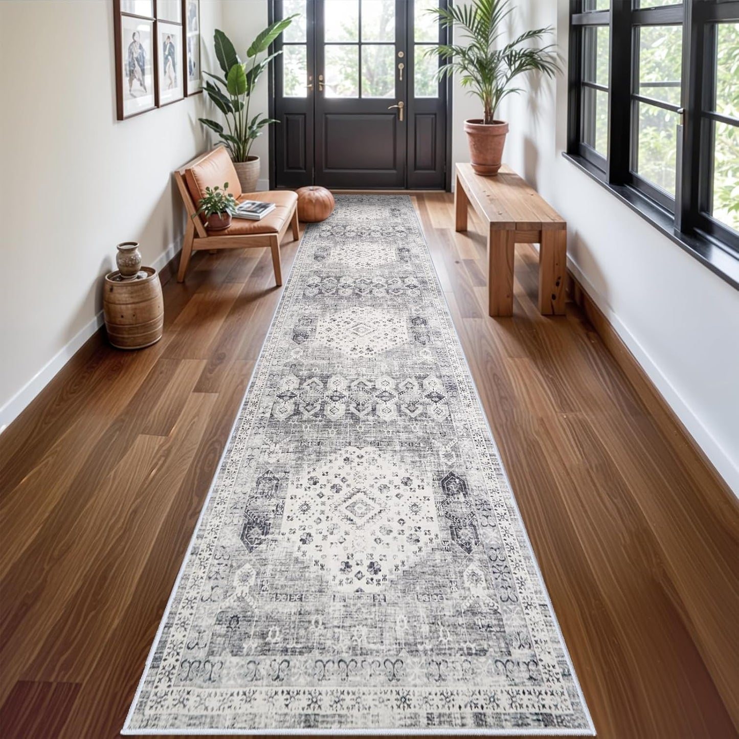 RUUGME 3x14 Washable Runner Rug - Vintage Non Slip Stain Resistant