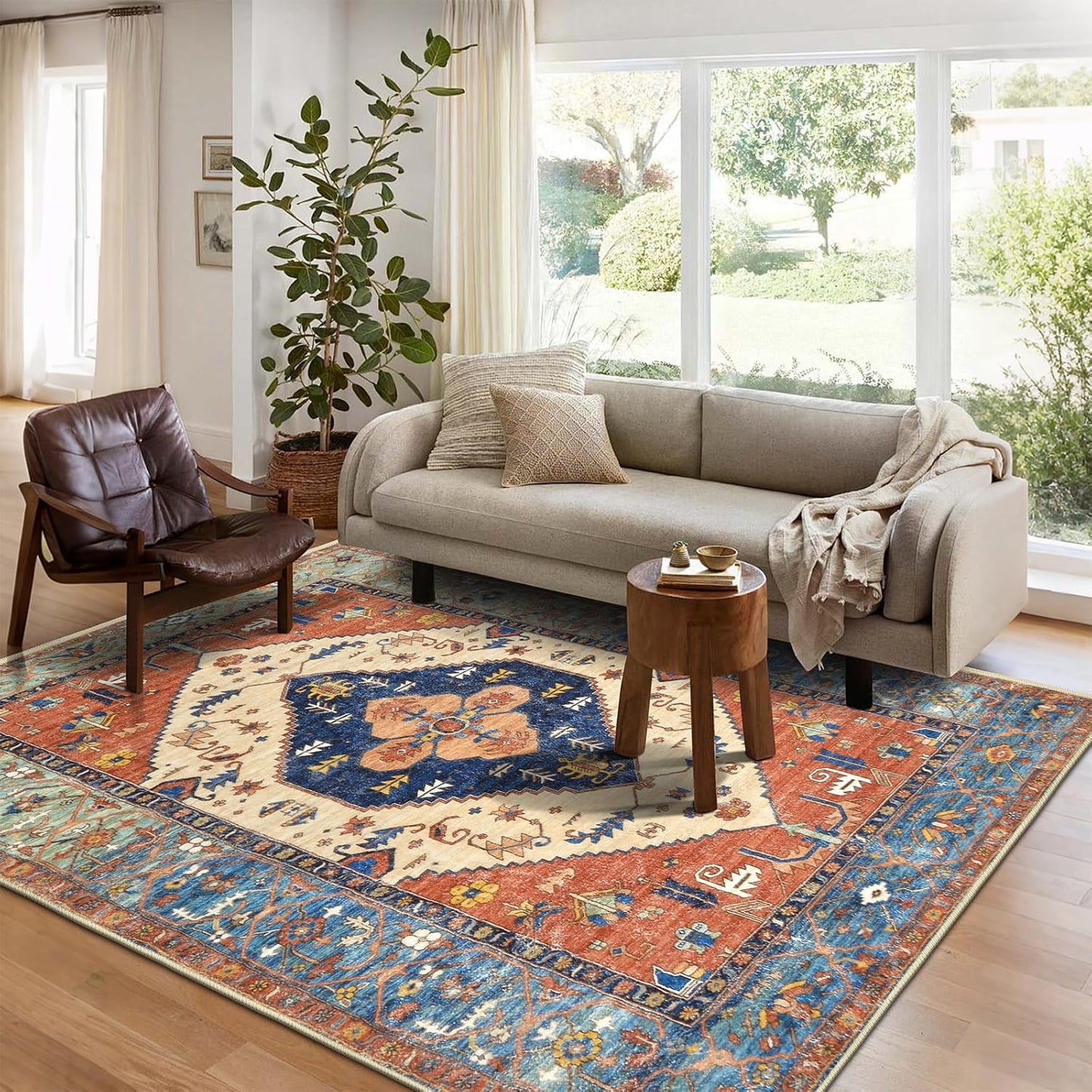 Bsmathom Area Rugs for Living Room 5x7 Non Slip Vintage Boho