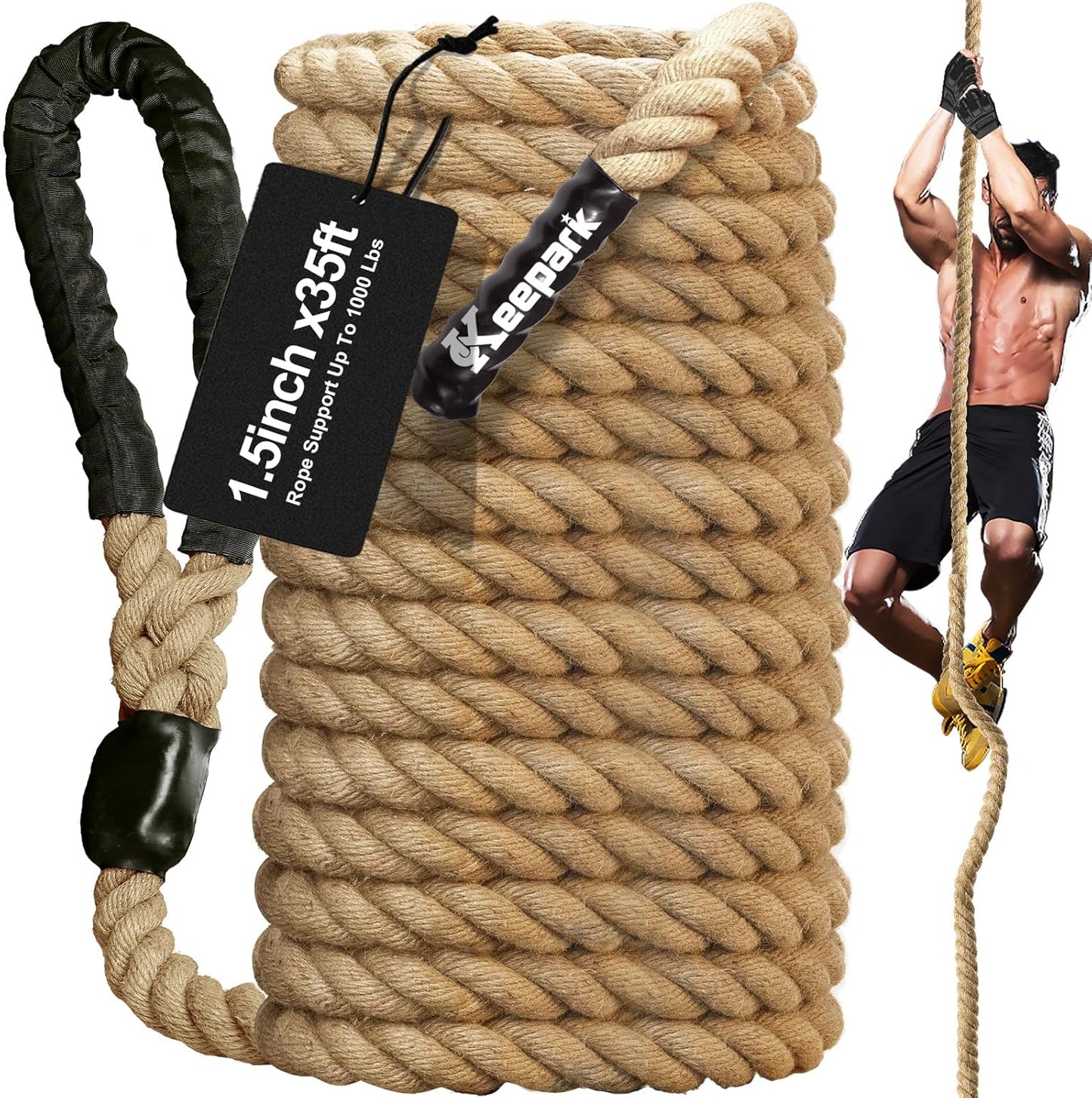 Climbing Rope 1.5 Inch Diameter for Fitness & Strength Training