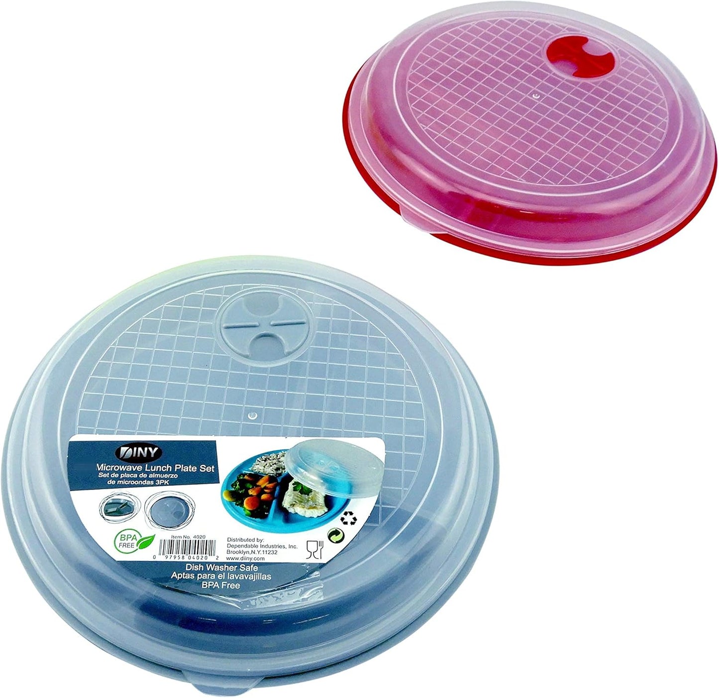 Dual-Pack Vented Microwave Lunch Plates - 3 Section BPA-Free