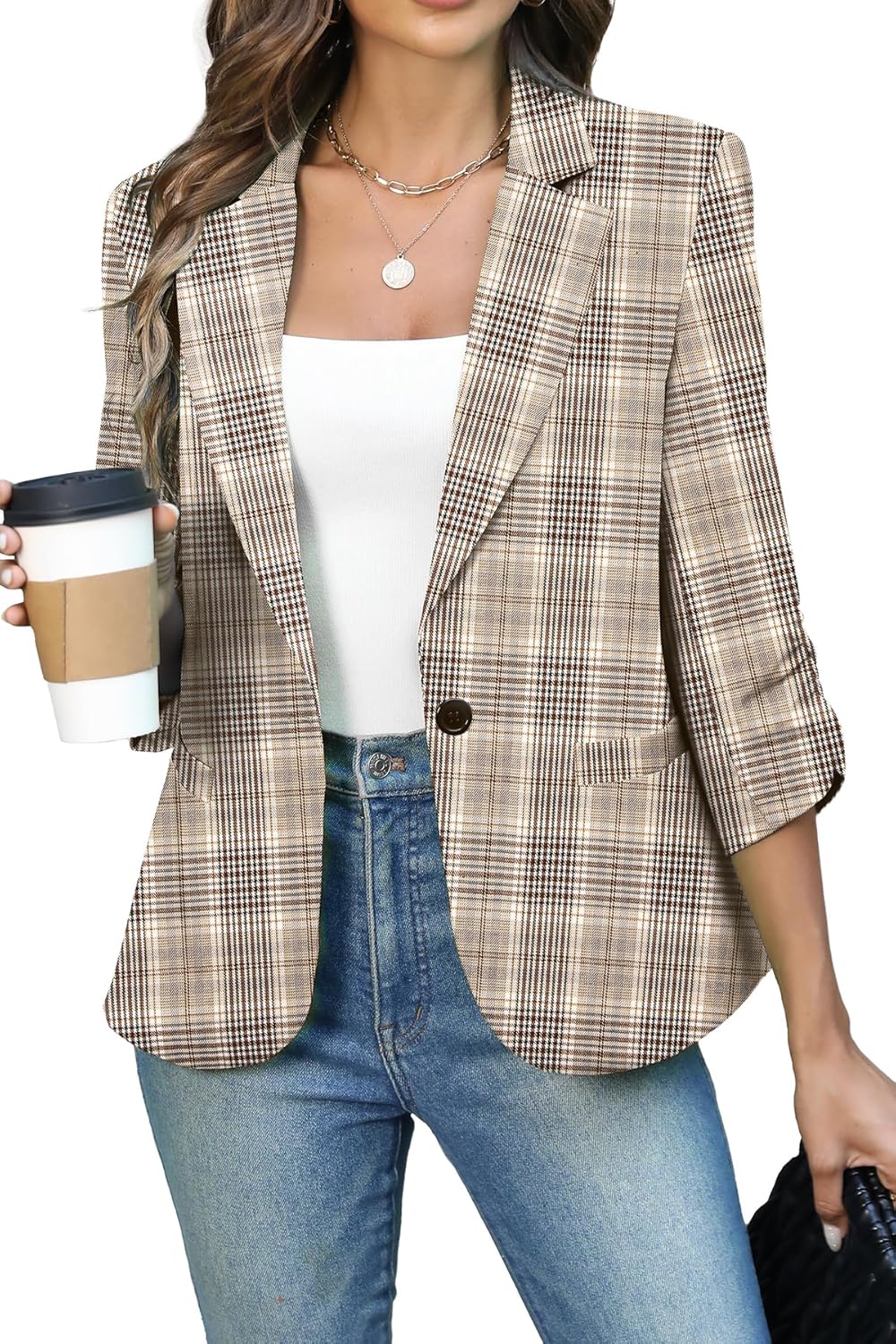 ELLEVEN Women's Ruched Blazers for Stylish Business Casual Wear