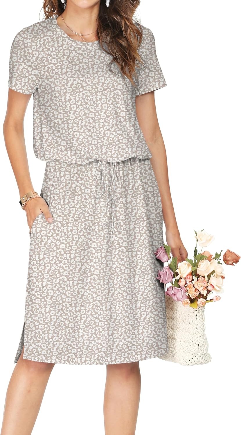 Simier Fariry Womens Summer Hide Belly Knee Length Travel Dress