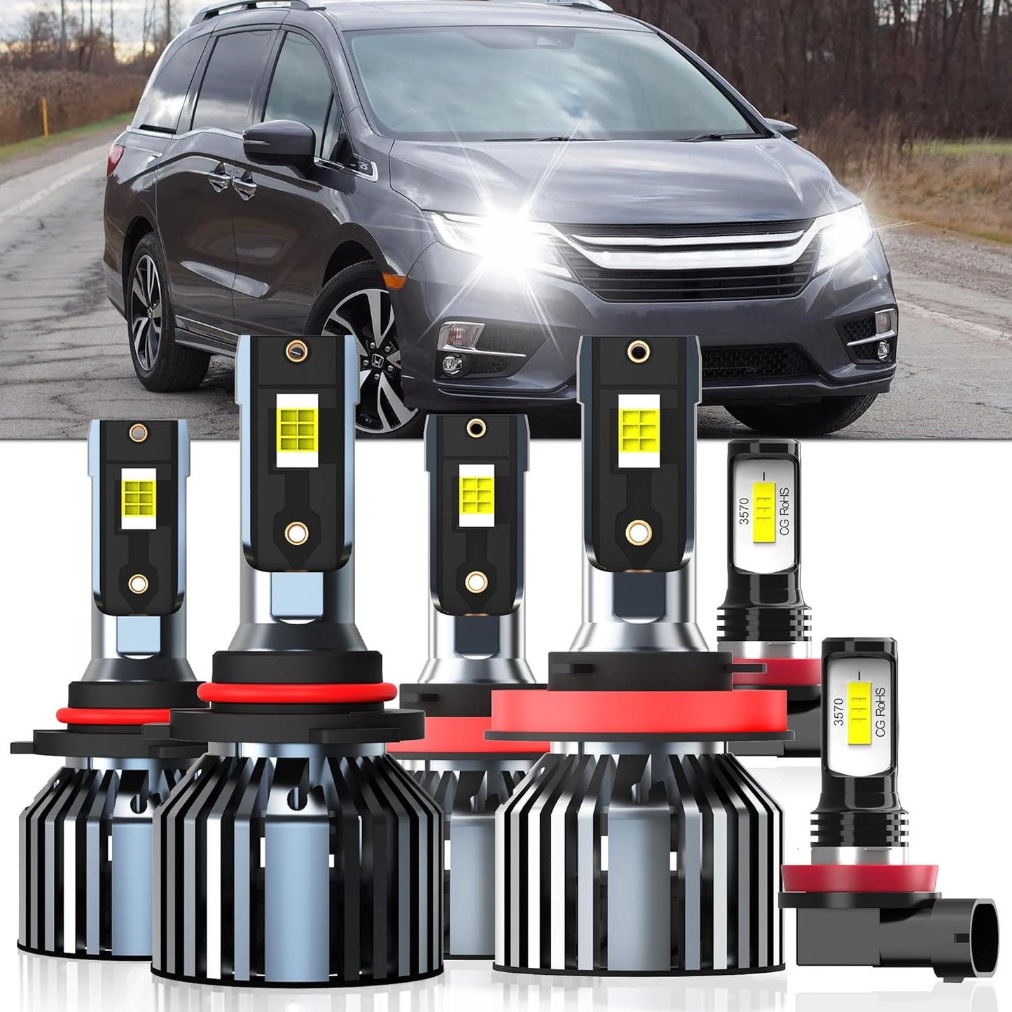 High Power 6500K White Light Bulbs for Honda Odyssey 2011-2020