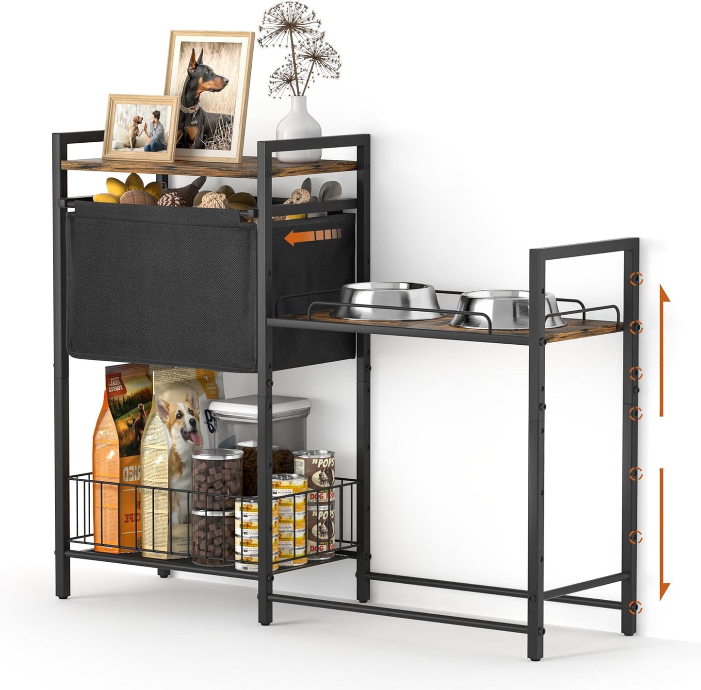 Elevated Dog Feeding Station with Storage for Large Dogs
