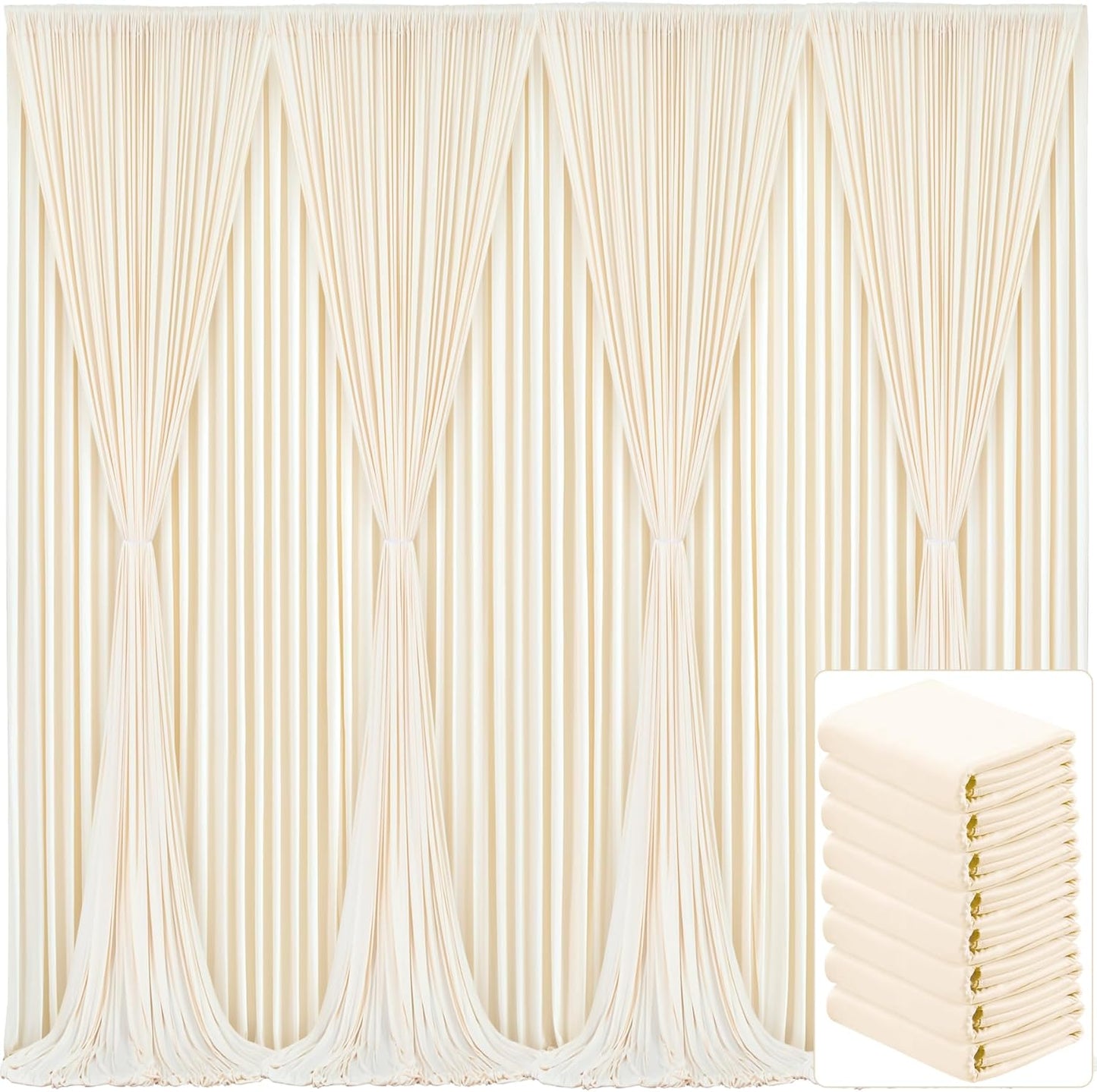 Elegant 8 Panels Champagne Backdrop Curtain for Events and Parties