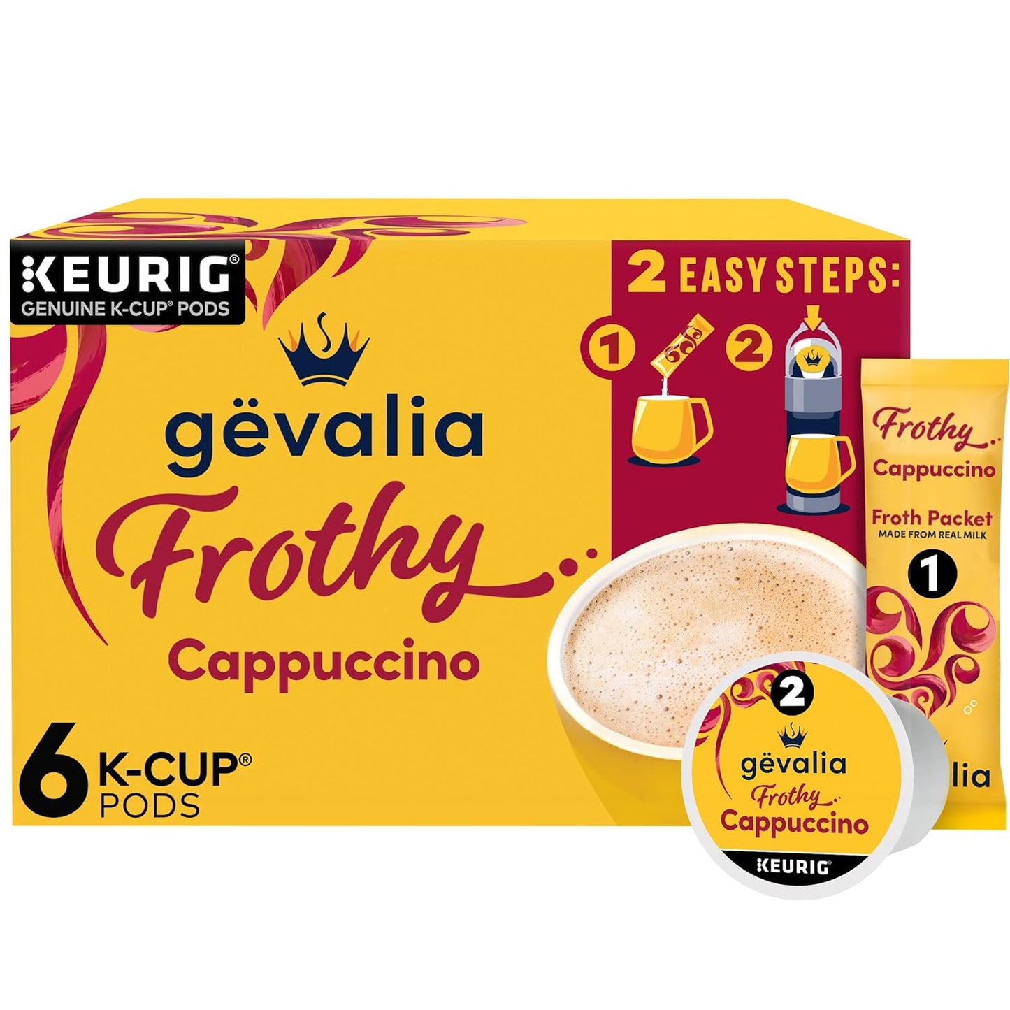 Gevalia Frothy Cappuccino Kit, 2-Step Espresso Style Pods