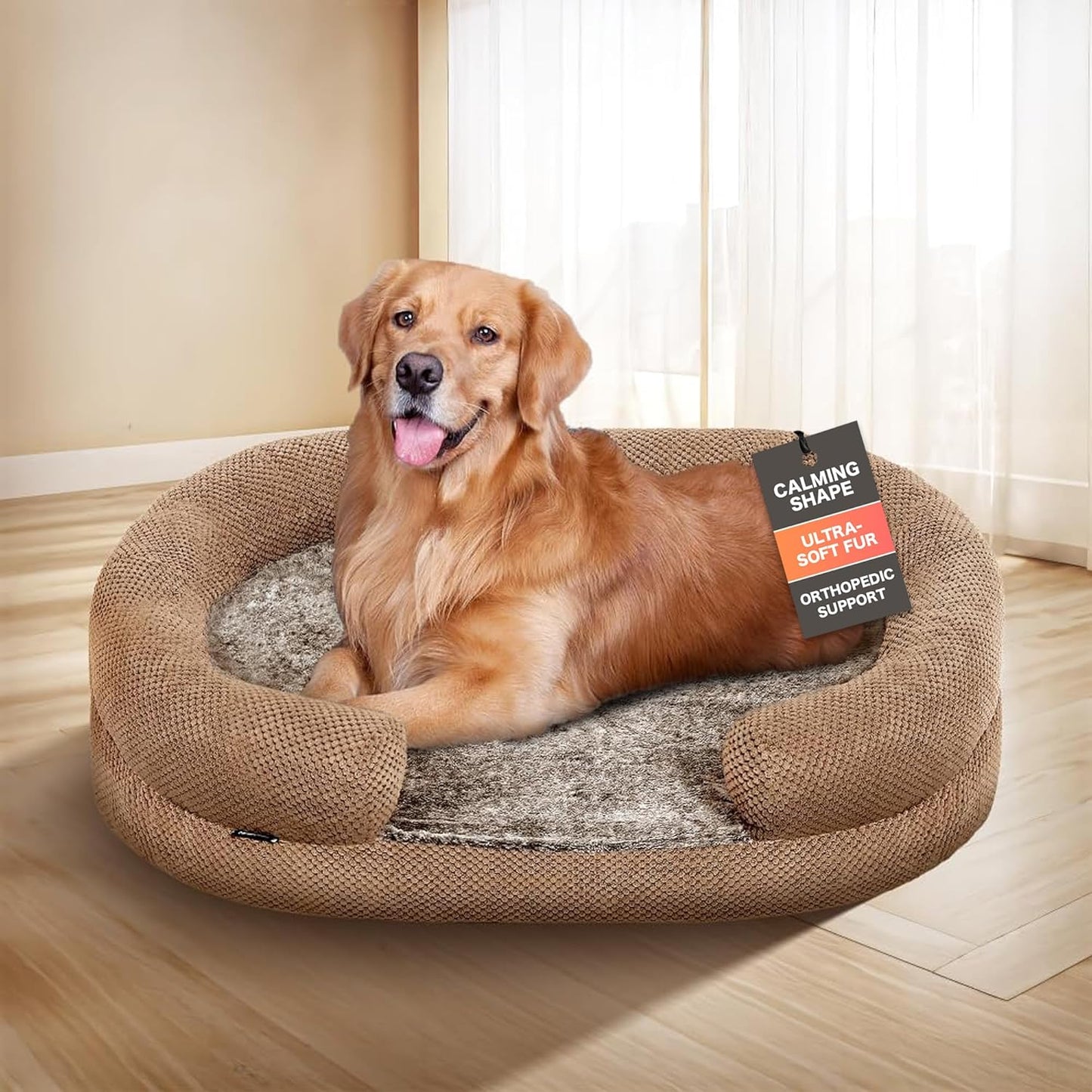 Orthopedic Dog Bed for Large Dogs with Cozy Bolstered Sides