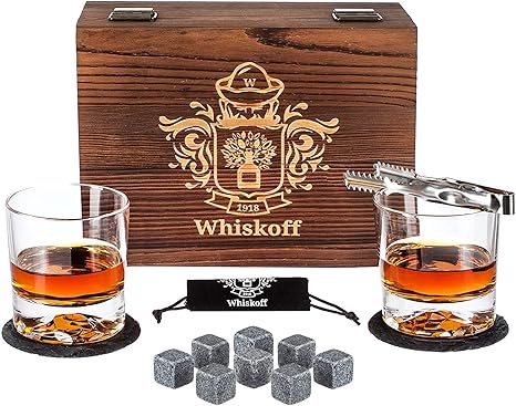 Whiskey Glass Gift Set for Men Dad - Perfect for Bourbon Lovers