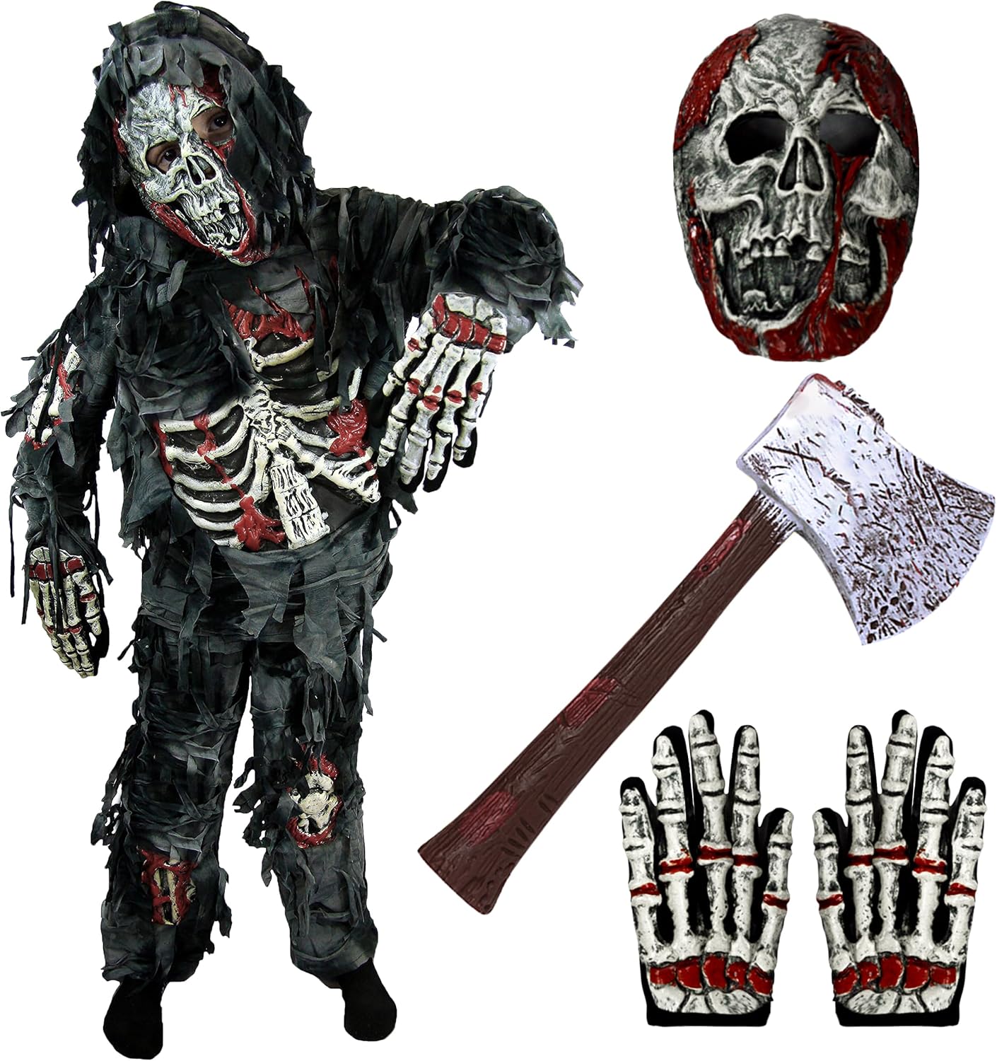 Zombie Costume for Kids - Scary Halloween Dress Up Set