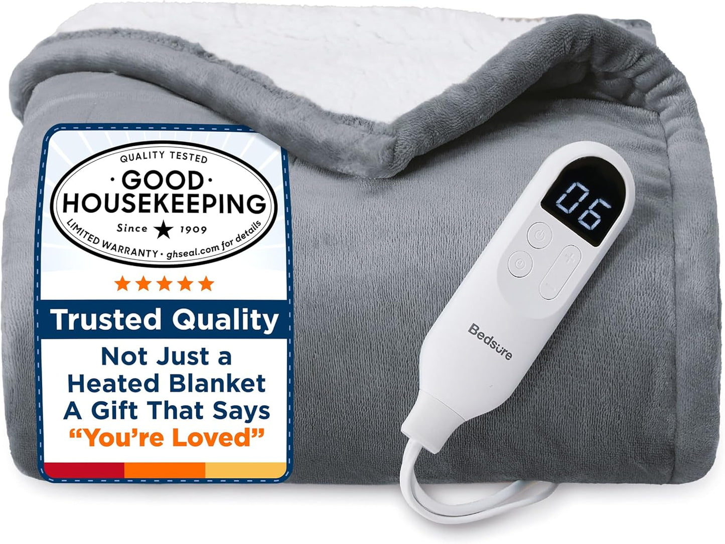 Bedsure Heated Blanket Throw - Fast Heating Electric Blanket