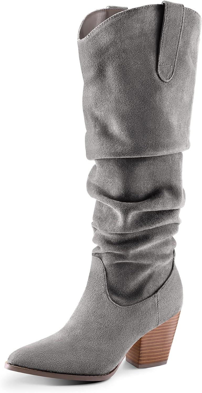 Stylish Women's Cowboy Knee-High Boots with Chunky Heel Design