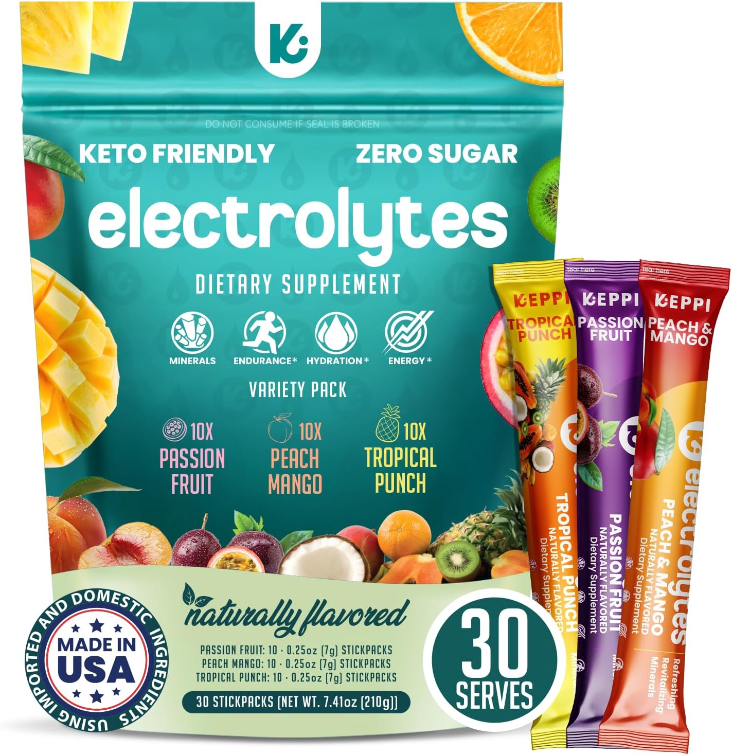 Keppi Electrolytes Powder Packets for Hydration and Wellness