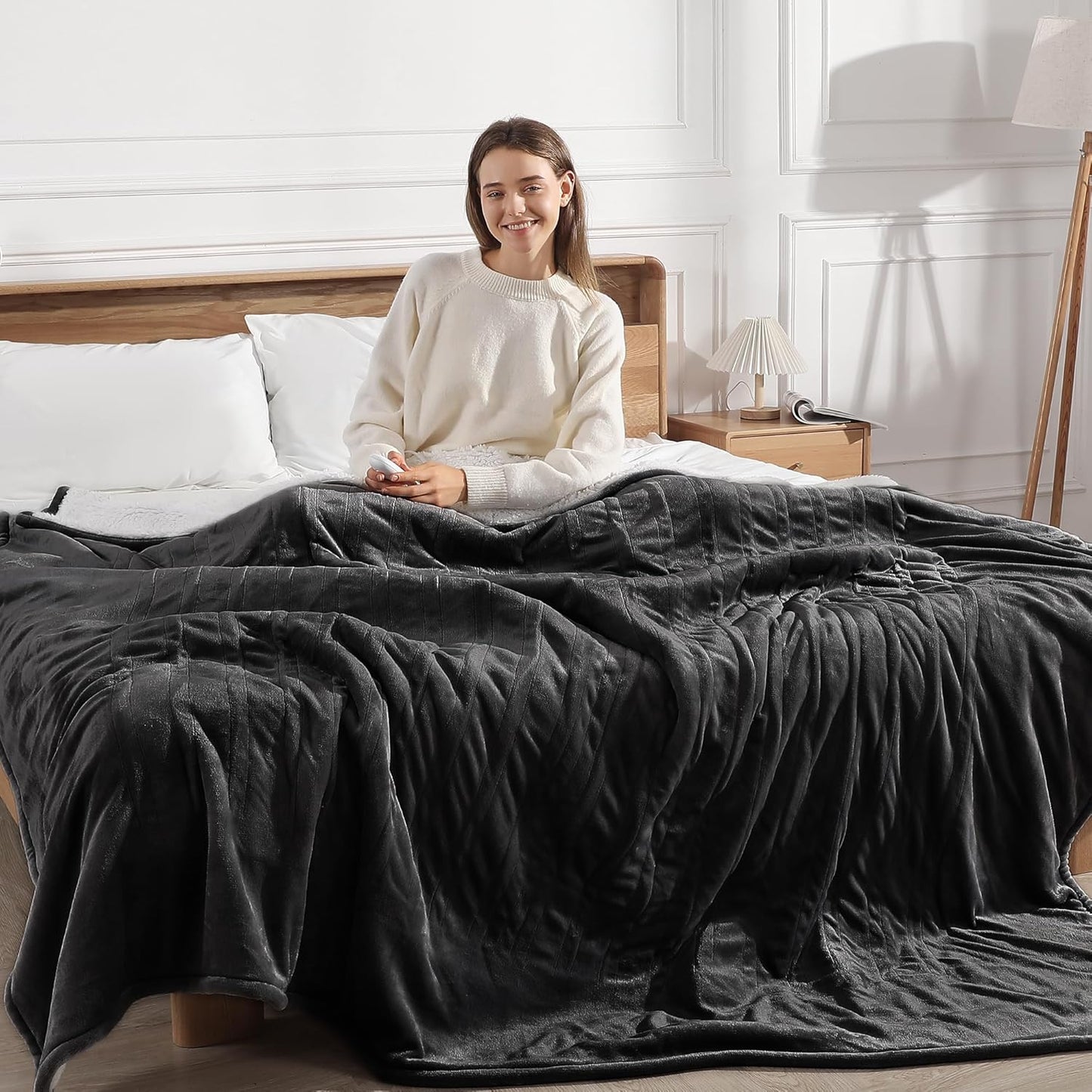 Electric Blanket Queen Size Heated Blanket with Dual Controllers