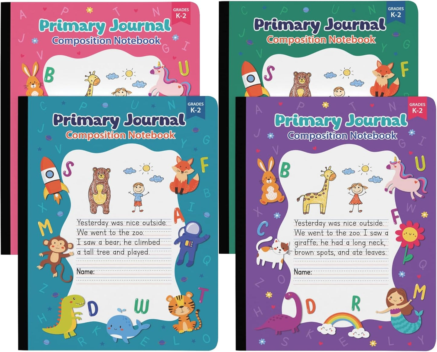Primary Journal Grades K-2, 4 Colors, Picture Space, 100 Sheets, ScribbleMate