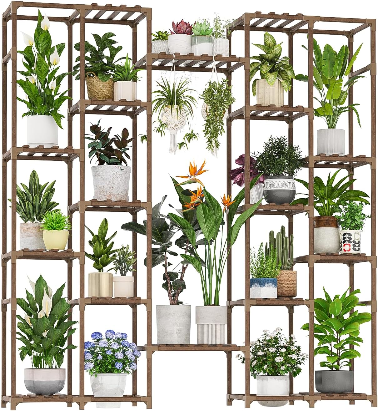 Indoor Tall Hanging Plant Shelf with 16 Tiers for Multiple Plants