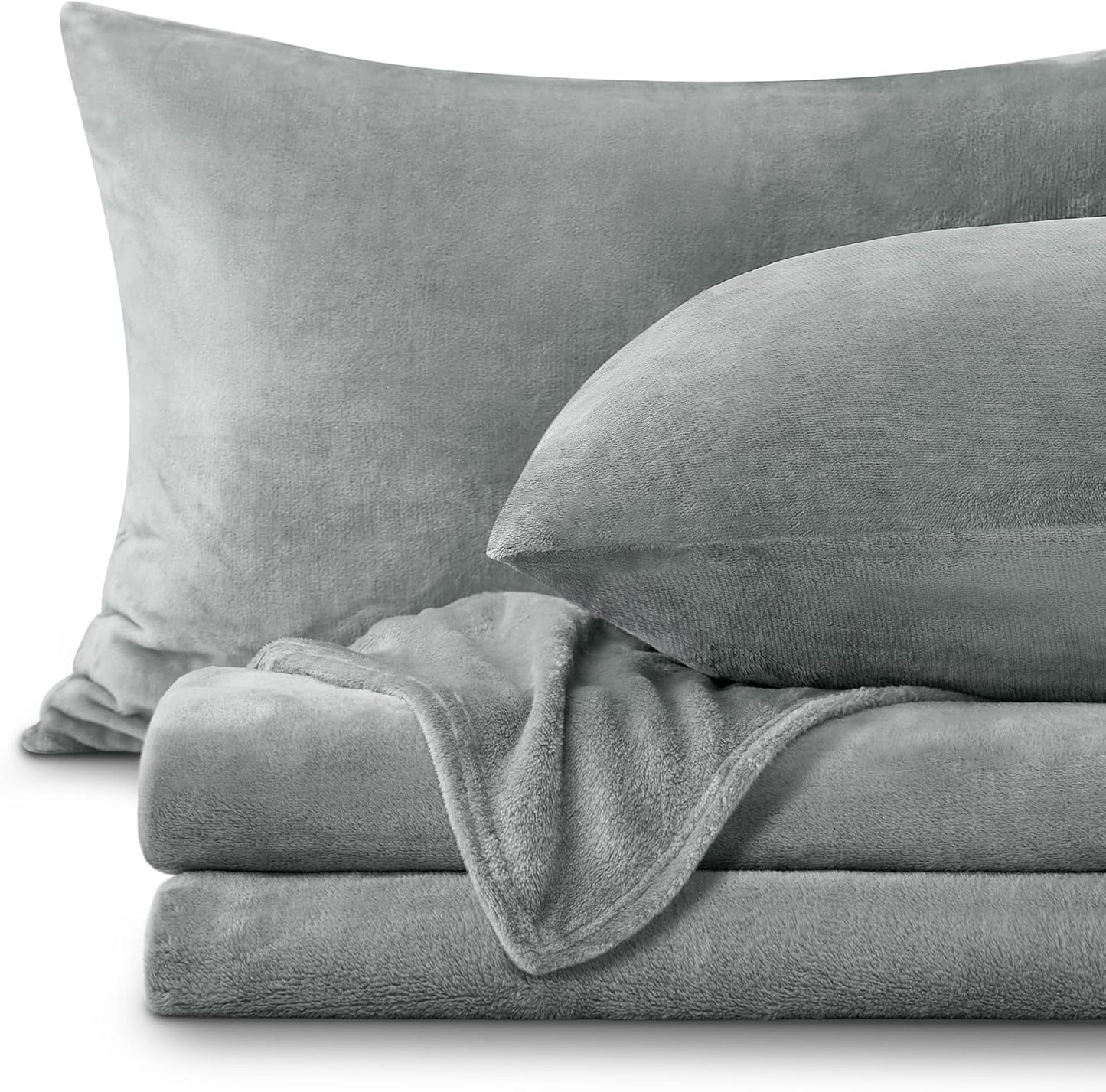 BEDELITE Flannel Sheets Queen Size Grey - Super Soft Fleece Set