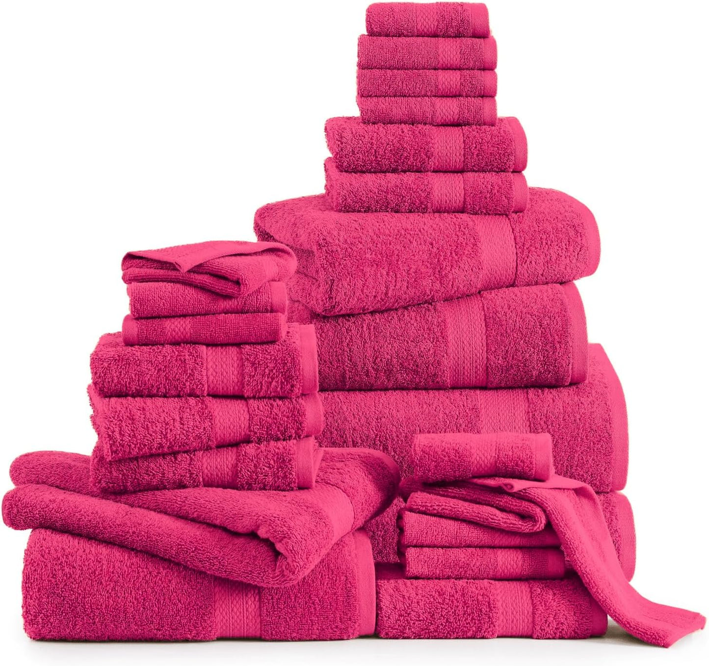 100% Cotton Bathroom Towel Set - 24 Pcs - Super Soft & Absorbent