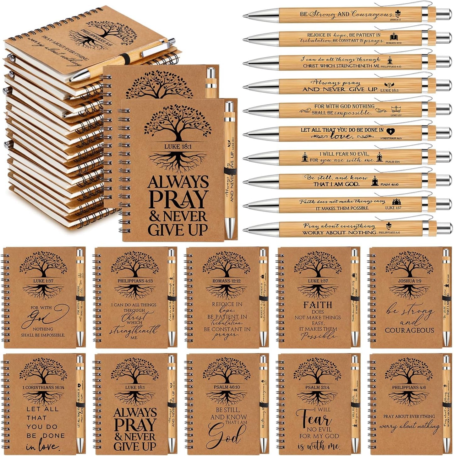 Christian Gifts Bulk Set with Notebooks and Bible Verse Pens