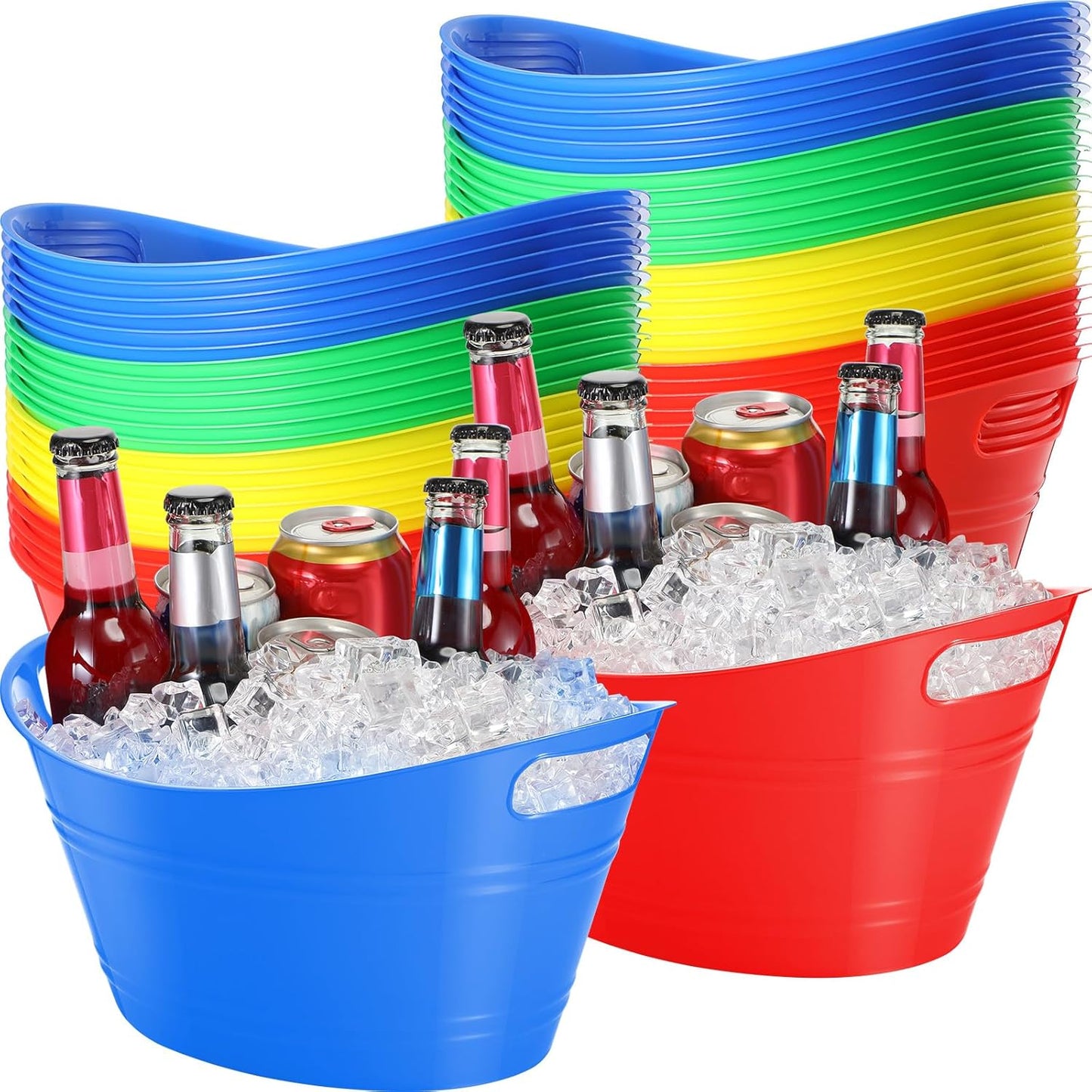 24 Pcs Oval Storage Tub with Handles for Parties and Events