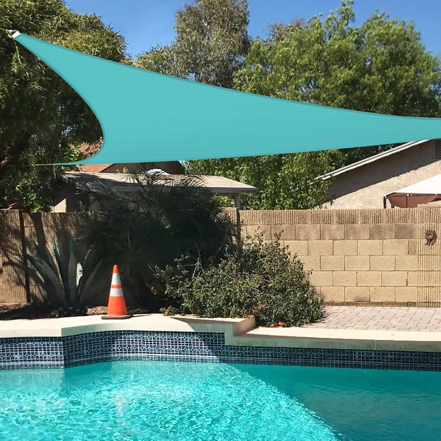 TANG 24ftx24ftx34ft Triangle Sun Shade Sail for Outdoor Spaces