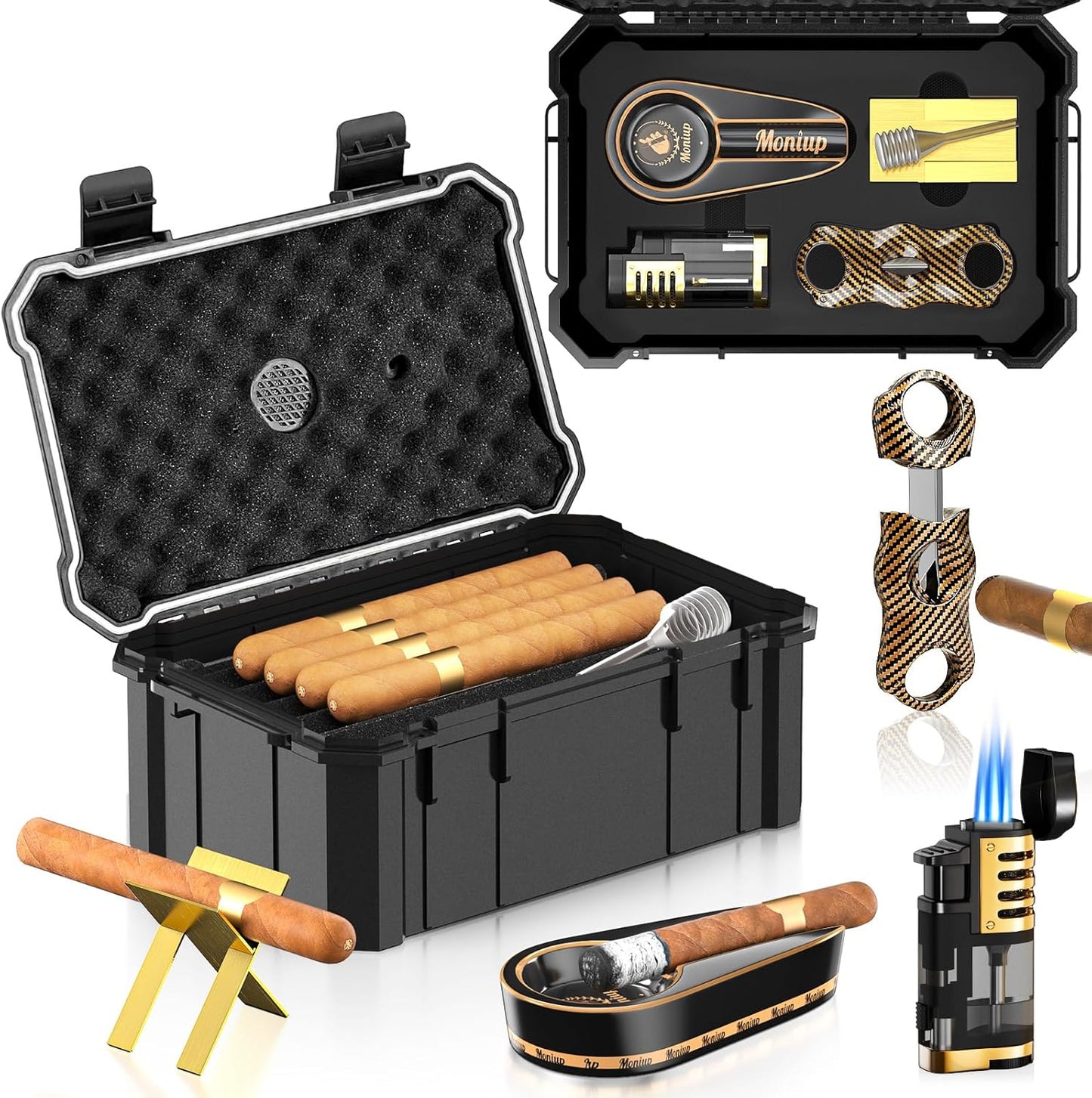 Travel Cigar Humidor Set with Accessories for Cigar Lovers
