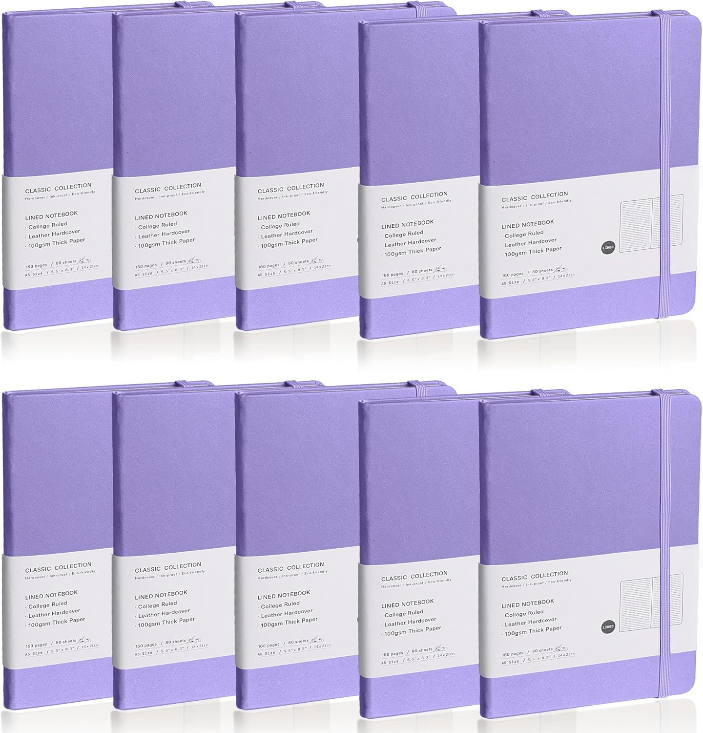 Lined Journal Notebook 10 Pack with Thick Paper and Hardcover