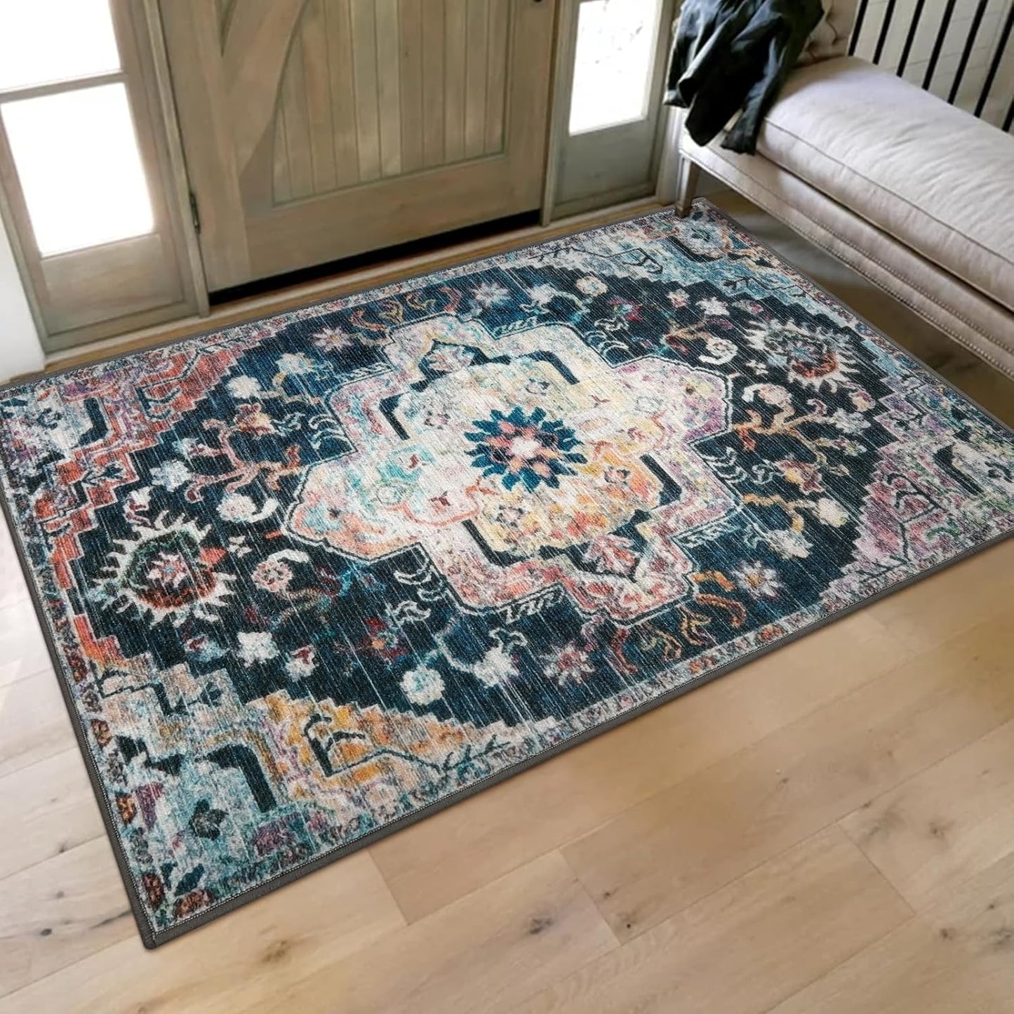 Collive Indoor Door Mat Retro Floor Mat for Entryway Comfort