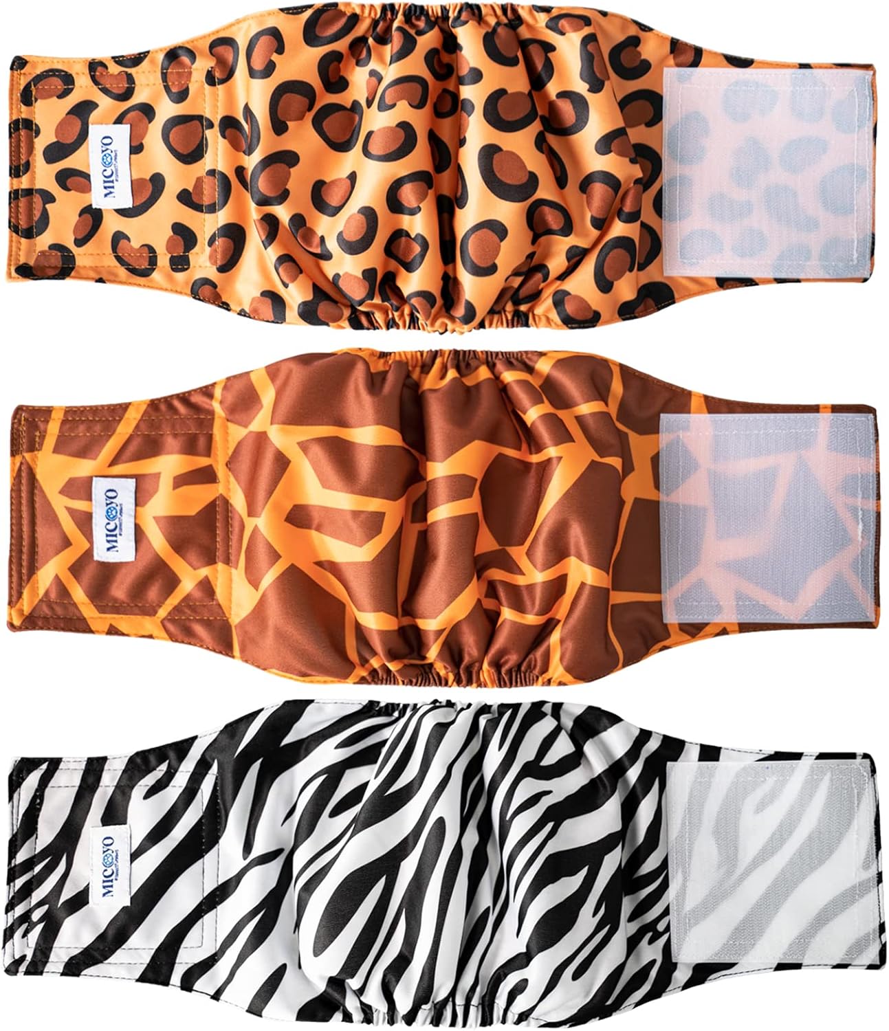 3 Pack Reusable Male Dog Diapers, Washable Wraps XS, Grassland