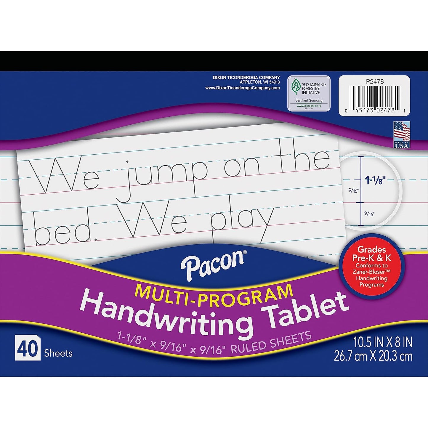 Pacon Zaner-Bloser Pre-K & K Handwriting Paper - 40 Sheets