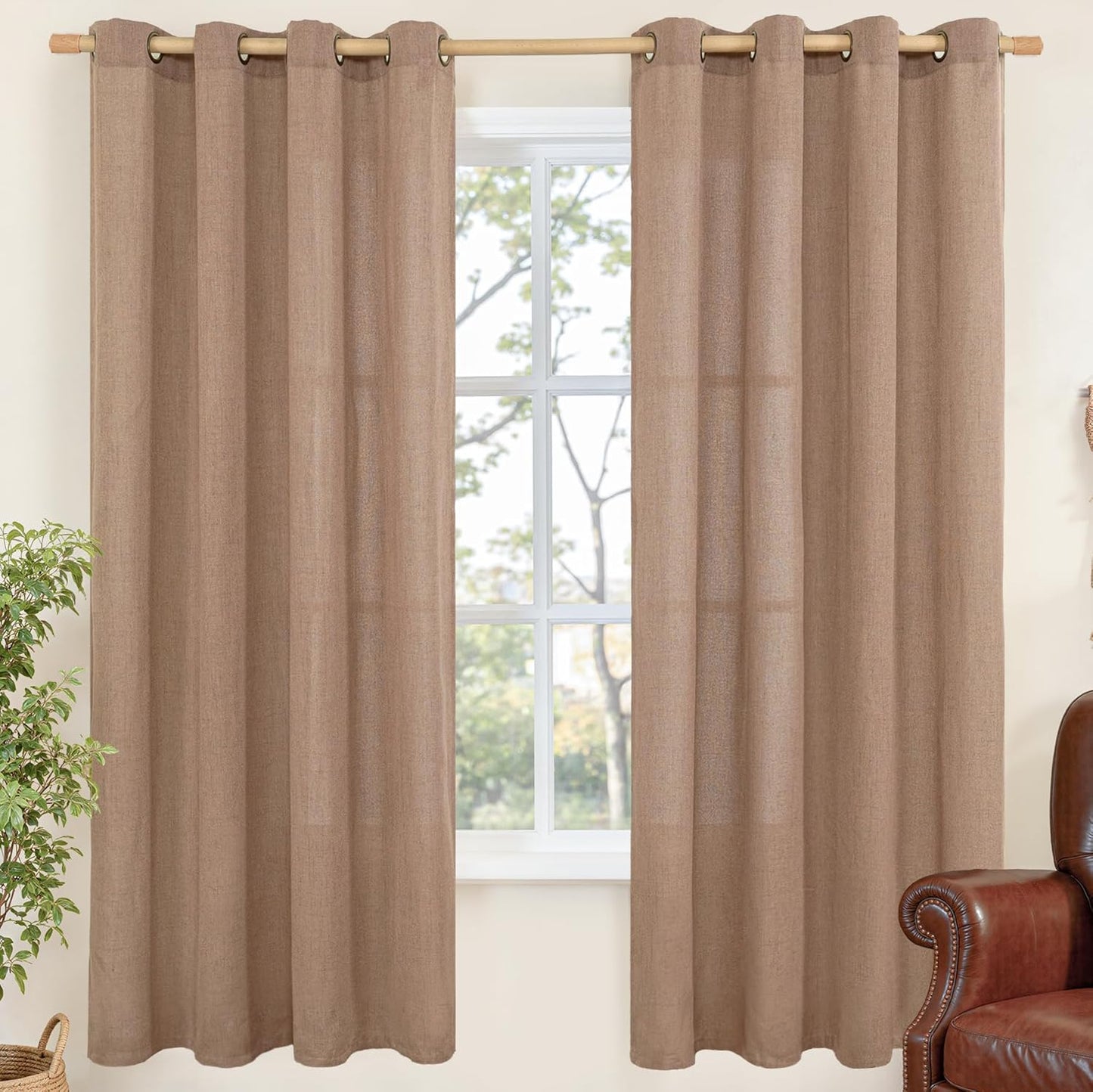 YoungsTex Linen Semi Sheer Curtains for Cozy Living Spaces