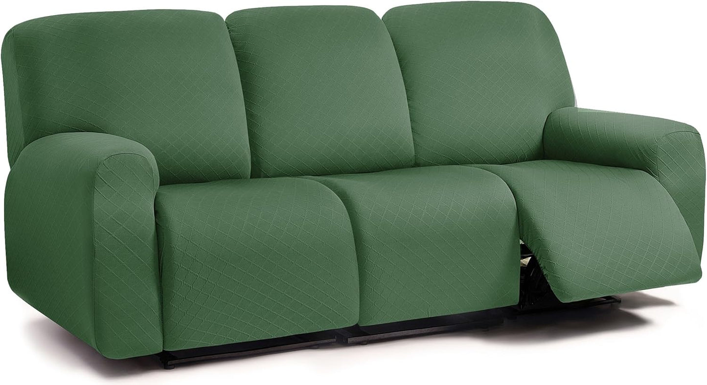 ULTICOR Squared Jacquard Design 8-Piece Recliner Sofa Covers