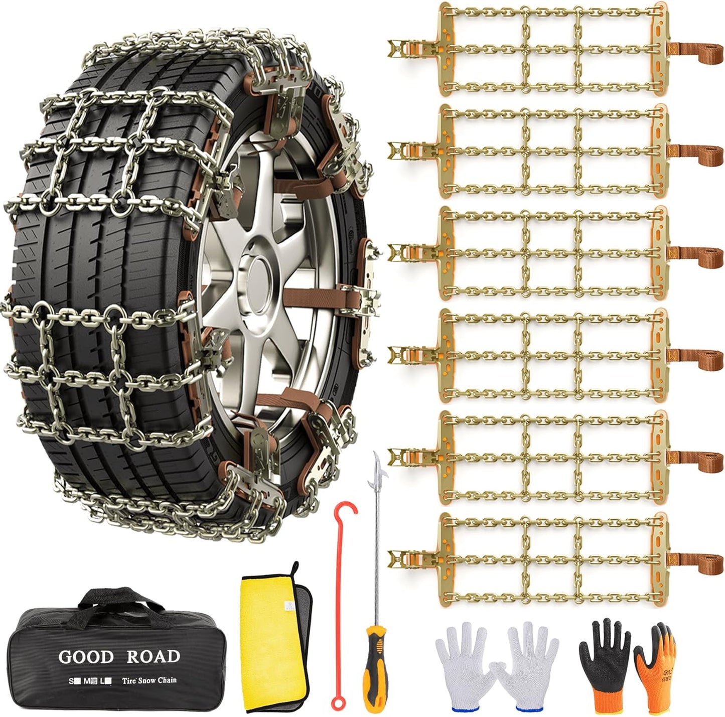 AutoChoice Emergency Snow Chains for Cars, Trucks, and SUVs